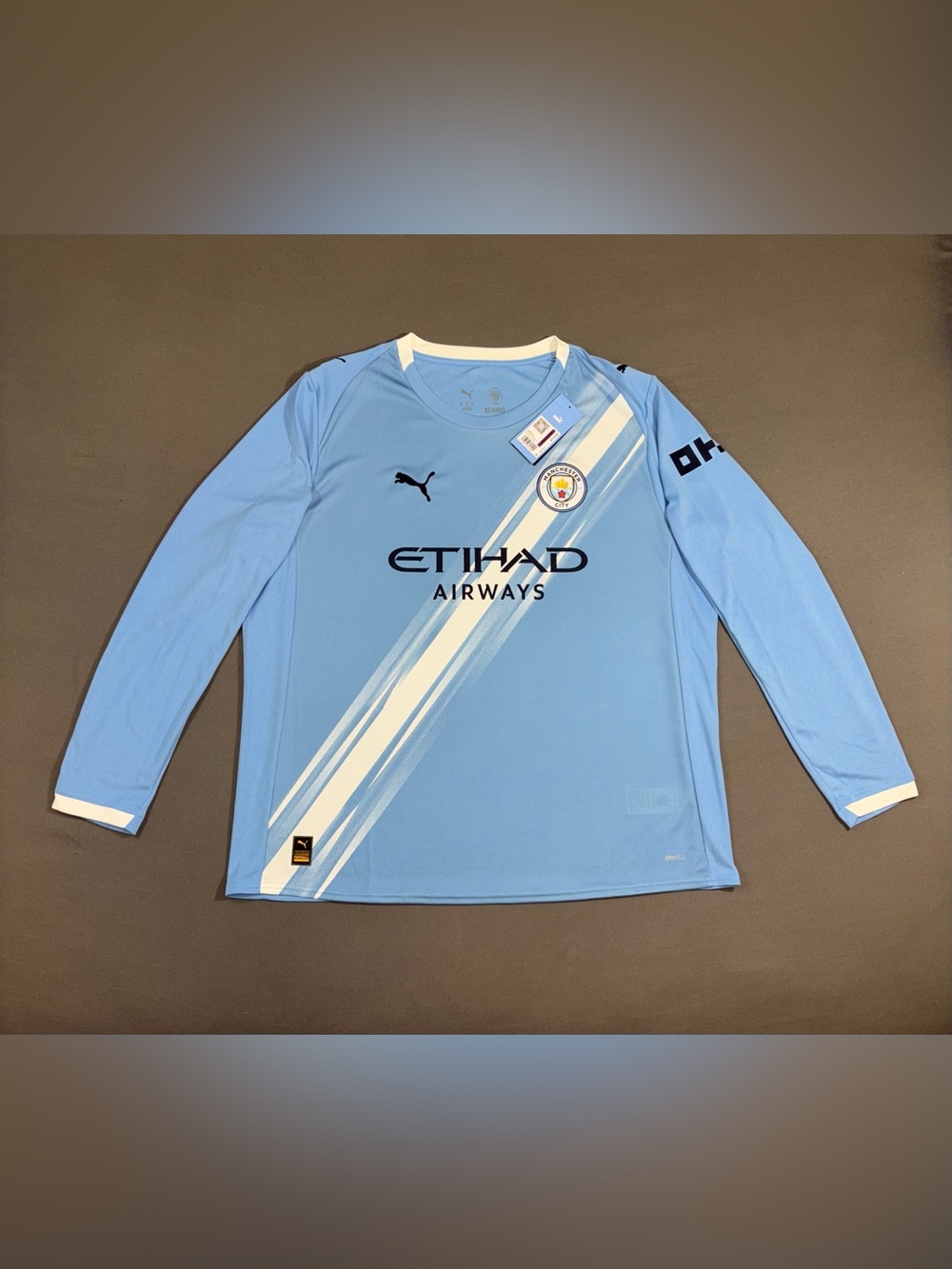 Men’s Puma Manchester City FC Long Sleeve Soccer Jersey Light Blue Size 2XL